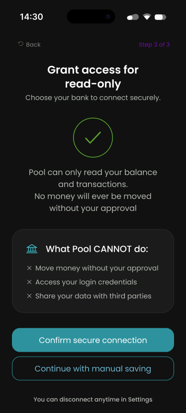 Read-only bank permissions